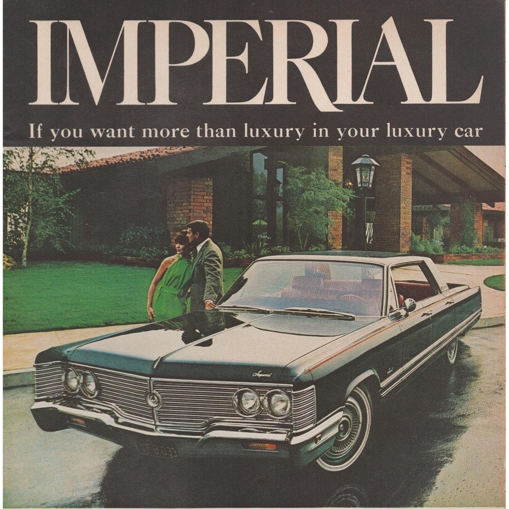 Vintage 1968 Chrysler Imperial LeBaron Print Ad Luxury Car Automobile Decor